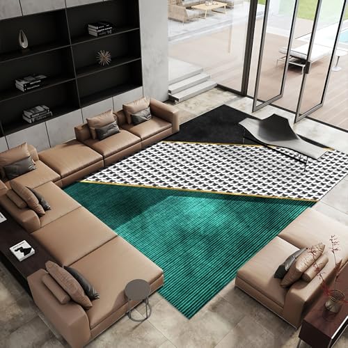Couchtisch deko Teppich Grün schwarz gelb geometrische Streifen Design Tisch Wohnzimmer teppiche für die küche 140x200cm von Tzvpsu