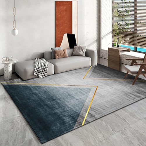Couchtisch deko Teppich Moderne minimalistische blau grau gelb geometrisch Dreieckmuster für esszimmer Schlafzimmer 120x160cm von Tzvpsu