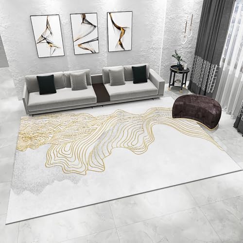 Couchtisch modern Teppich Grau Gelb Abstrakte Geometrische Linien Design Dekoration Schlafzimmer deko babyzimmer Junge 80x160cm von Tzvpsu