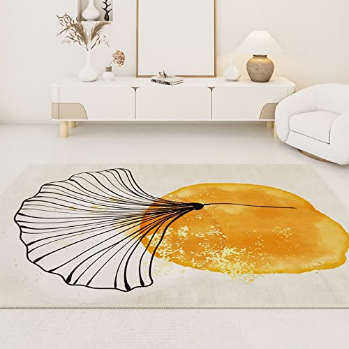 Deko Schlafzimmer Teenager mädchen Gelb schwarz minimalistisch Graffiti-Blättermuster jugendzimmer Jungen couchtisch Teppich 160x200cm Deko Schlafzimmer Teenager mädchen Gelb schwarz minimalistisch Graffiti-Blättermuster jugendzimmer Jungen couchtisch Teppich 160x200cm von Tzvpsu