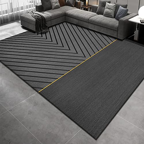Deko Schlafzimmer Teenager mädchen Rutschfestes Langlebiges schwarz grau geometrisch Design jugendzimmer Jungen couchtisch Teppich 160x200cm von Tzvpsu