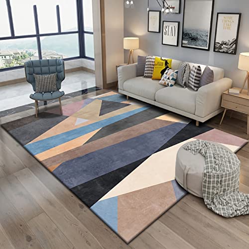 Deko Teenager mädchen Zimmer Gelb Blau Braun Geometrie Modernes Design Kinder Teppich Boden 100x160cm Deko Teenager mädchen Zimmer Gelb Blau Braun Geometrie Modernes Design Kinder Teppich Boden 100x160cm von Tzvpsu