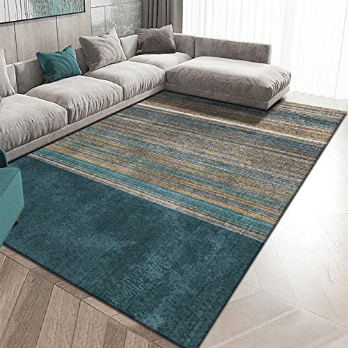 Deko Tisch Wohnzimmer Blau Gelb Grau Abstrakte Streifen Design mädchen Teppich kinderzimmer esszimmer 180x250cm von Tzvpsu