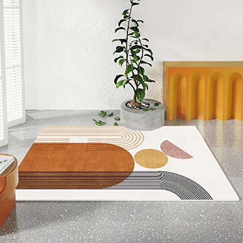 Deko Tisch Wohnzimmer Moderne minimale gelbe rosa weiße geometrische Muster Teppich weich Junge Kinder Zimmer 200x350cm von Tzvpsu