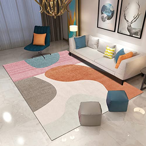 Deko Wohnung Pink Orange Blau Moderne Graffiti Streifen Geometrie Muster Wohnzimmer Sofa Teppich kuscheliger 120x160cm von Tzvpsu