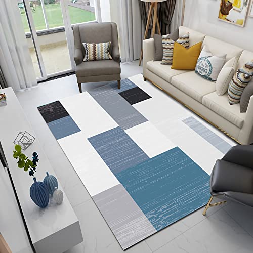 Deko Wohnzimmer Blau schwarz grau Einfaches geometrisches Design Teppich esstisch waschbarer 160x230cm Deko Wohnzimmer Blau schwarz grau Einfaches geometrisches Design Teppich esstisch waschbarer 160x230cm von Tzvpsu