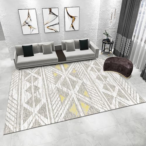 Deko Wohnzimmer Vintage Gelb grau geometrisches Design Wohnzimmer Couchtisch Teppich mädchenzimmer deko Anti-rutsch Teppich 140x200cm von Tzvpsu