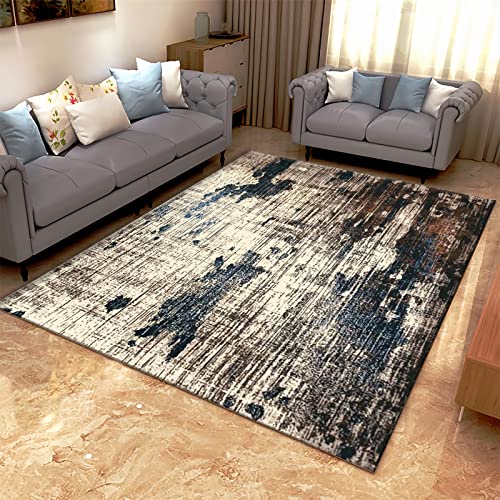 Deko Wohnzimmer modern Teppich Junge Schmutzabweisend Teppich Braun Blau Schwarz Abstrakte Tinte Design Wohnzimmerteppich flokati Teppich waschbar 120x160cm von Tzvpsu
