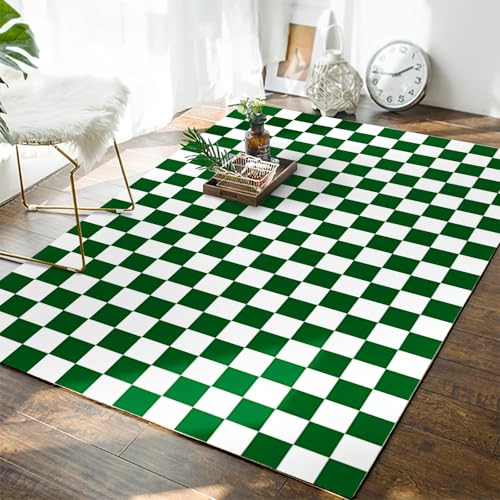 Deko für Zimmer Grün weiß einfaches Gittermuster küchen Teppich abwaschbarer 80x120cm von Tzvpsu