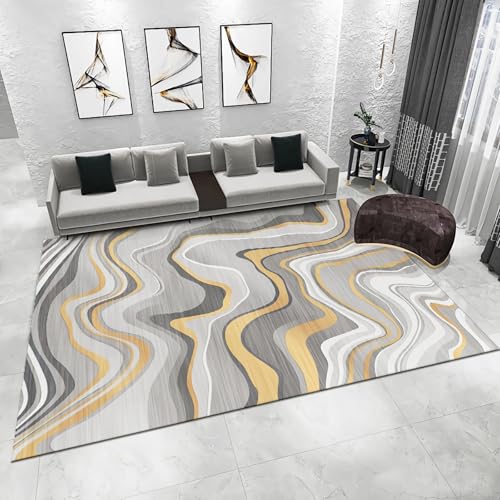 Deko fürs Zimmer Grau Gelb Abstrakte Geometrische Wasserfluss Design Wohnzimmer Teppich Teppich wohnzimmert 120x160cm von Tzvpsu