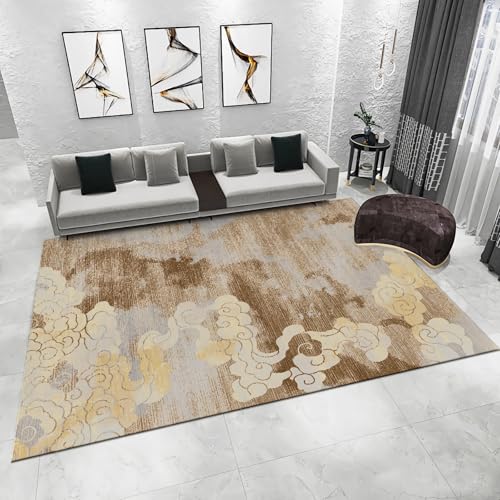 Deko jugendzimmer Braun gelb Retro Blumen Design Wohnzimmer Sofa Teppich deko Wohnzimmer Vintage schlafzimmerdeko 80x160cm von Tzvpsu