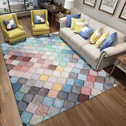 Deko küche Modern abstrakt rosa gelb blau geometrisch Design esszimmer Teppich Zimmer 200x350cm von Tzvpsu