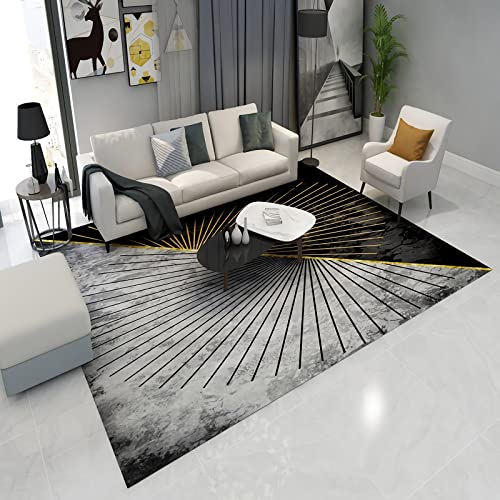 Dekoration Wohnzimmer Modern Tint Stil schwarz grau Geometrie Design moderner Teppich Teppich esstisch 160x200cm von Tzvpsu