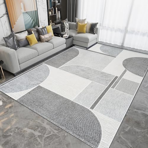 Esszimmer Teppich Grau Wohnzimmer Teppich, geometrisches Design, sicher und rutschfest fußbodenheizung kinderzimmer Teppich 200x350cm von Tzvpsu