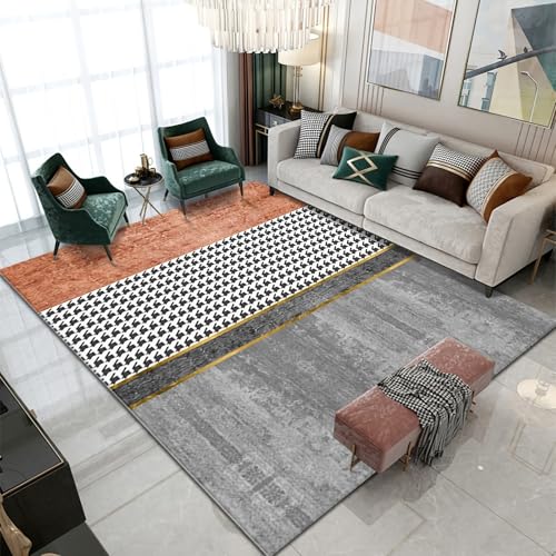 Esszimmer Teppich Verschmutzungssicheres Waschbar gelb grau geometrisch Design schalldämmung küche 140x200cm von Tzvpsu