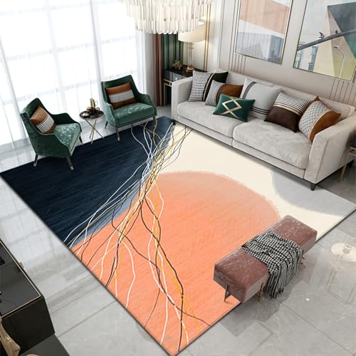 Flur Dekoration Gelb blau beige abstrakte Graffiti geometrische Linien Design küche Teppich küchenteppich läufer waschbar 100x160cm von Tzvpsu