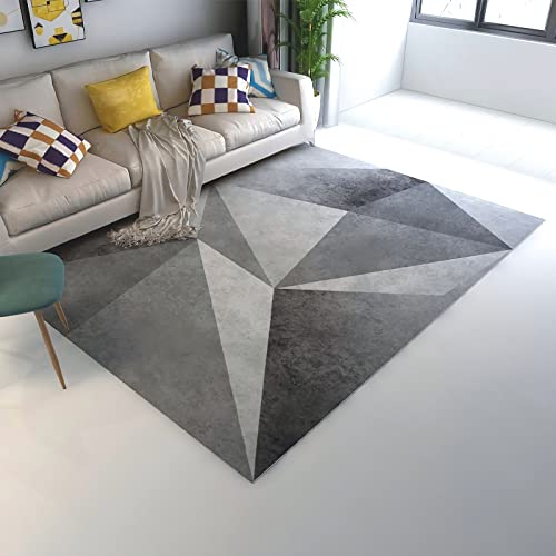 Flur Teppich rutschfest Schwarze grau Tinte Geometrisches Dreieckmuster Anti-rutsch sitzecke 180x250cm von Tzvpsu