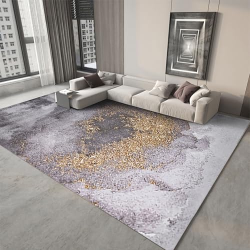 Flurteppich Grau Gelb Moderne abstrakte Tinte Design kuscheliger Teppich esstisch 200x350cm von Tzvpsu