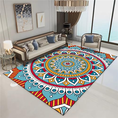Gaming Teppich Blau gelb Retro geometrische runde Blumen Muster jugendzimmer deko Jungen Junge Kinder Zimmer 80x120cm Gaming Teppich Blau gelb Retro geometrische runde Blumen Muster jugendzimmer deko Jungen Junge Kinder Zimmer 80x120cm von Tzvpsu