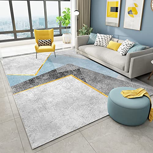 Home Dekoration Wohnzimmer Blau grau Gelb Moderner Tintengeometrischer Stil Teppich nach Mass Junge Kinder Zimmer 200x350cm von Tzvpsu