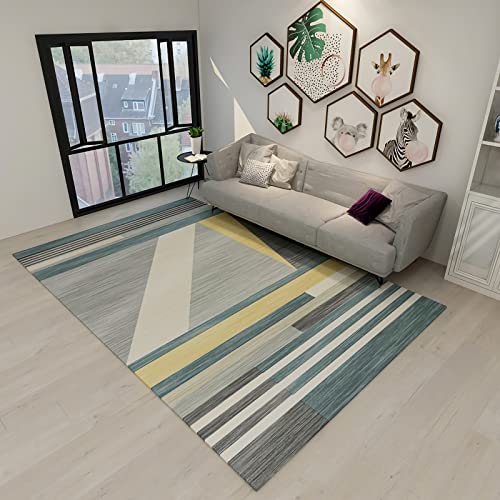 Jugendzimmer Teppich Blau Gelb Grau Geometrische Streifen Design Sofa Wohnzimmer teppiche sitzecke Teppich 180x250cm von Tzvpsu
