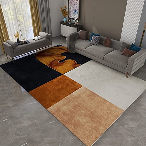 Jugendzimmer Teppich Gelb schwarz grau einfaches geometrisches Design deko esstisch Zimmer Accessoires 180x250cm von Tzvpsu