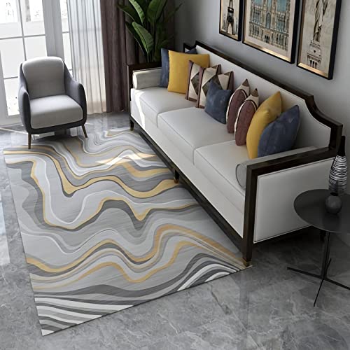 Jungen Zimmer deko Gelb Grau Weiß Welle Wasser Ripple Design Kinder mädchenzimmer Anti-rutsch Teppich 100x160cm von Tzvpsu