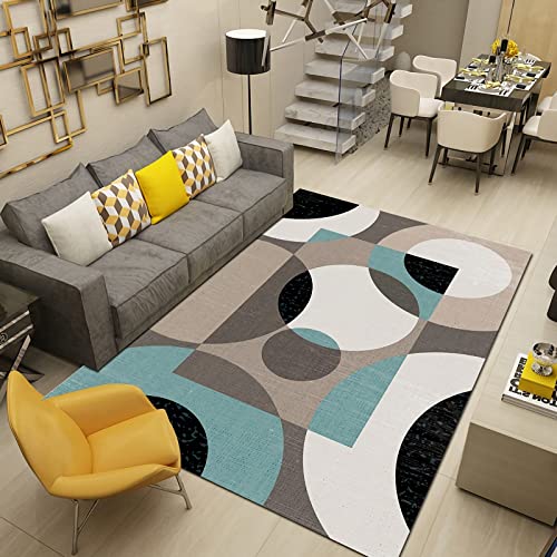 Kinder Zimmer Teppich Blau Braun Grau Geometrisches Halbkreismuster küchenteppich läufer waschbar mädchen deko Teenager 80x120cm von Tzvpsu