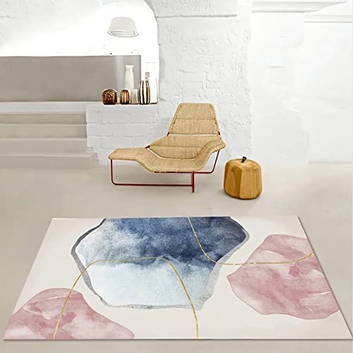 Kinder Zimmer Teppich mädchen Modern Minimalistisch Pink Blue Geometrische Liniendesign deko wohnzimmertisch 200x350cm von Tzvpsu