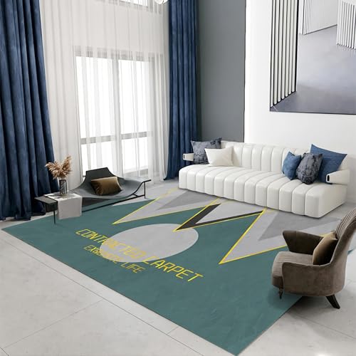 Kinder Zimmer deko Blau Gelb Grau Geometrische Buchstaben Design deko kinderzimmer mädchen sitzecke Teppich 160x230cm von Tzvpsu