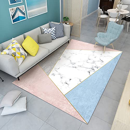 Kinder Zimmer deko Rosa Blau Grau Geometrisches Dreieckmuster Spiele Teppich mädchen modern 200x350cm von Tzvpsu