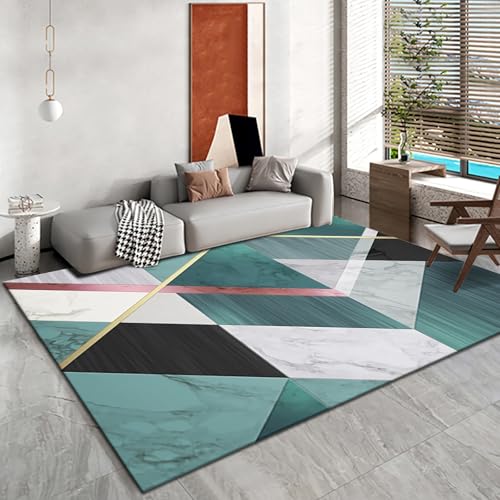 Kinderspiel Teppich mädchen Blau Rosa Grau Marmor Textur Geometrisches Design zimmerdeko Teenager deko Wohnung 200x350cm von Tzvpsu