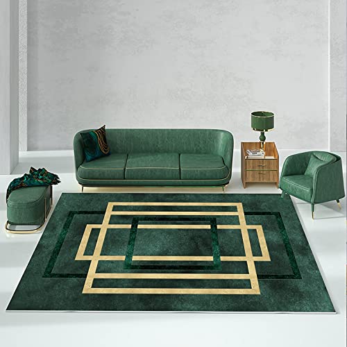 Kinderzimmer deko Grünes gelbes abstraktes geometrisches rechteckiges Gittermuster Teppich fußbodenheizung geeignet küchenteppich läufer waschbar 160x200cm von Tzvpsu