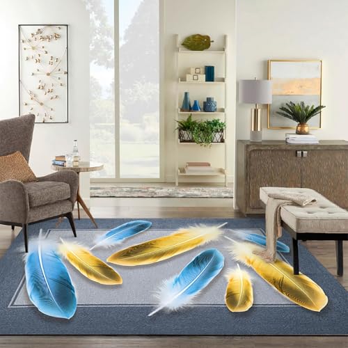 Kinderzimmerteppich mädchen Blau gelb abstrakt Graffiti Federmuster Anti Teppich rutsch Wohnzimmer deko modern 200x350cm Kinderzimmerteppich mädchen Blau gelb abstrakt Graffiti Federmuster Anti Teppich rutsch Wohnzimmer deko modern 200x350cm von Tzvpsu