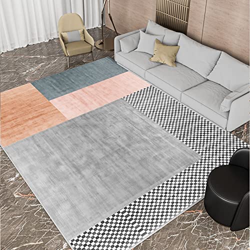 Kinderzimmerteppich mädchen Modern gelb grau geometrisches Gittermuster kuscheliger Teppich Baby Junge 80x120cm von Tzvpsu