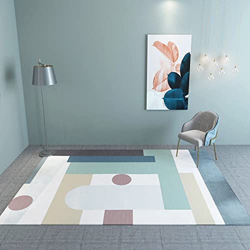 Korridor Teppich Blau Gelb Moderne Geometrie Design antirutsch für Couch 200x350cm von Tzvpsu