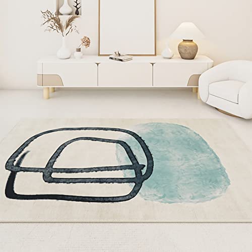 Küchenteppich läufer waschbar Blau-Grau Minimal Tinte Stil Geometrie Design Moderne teppiche waschbarer Teppich kinderzimmer 80x120cm von Tzvpsu