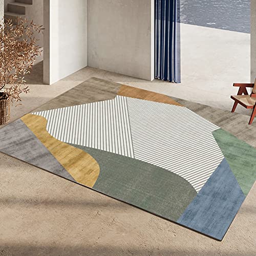 Küchenteppich läufer waschbar Gelb Blau Grün Geometrisch Streifen Design Kinder Teppich Zimmer deko 160x230cm von Tzvpsu