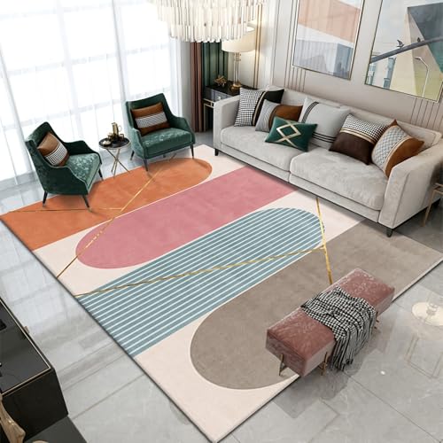 Küchenteppich waschbar rutschfest Modern minimalistisch gelb rosa blau geometrisch Design kinderteppich Teppich Ornament 140x200cm von Tzvpsu