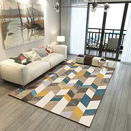 Mädchen Zimmer Dekoration Gelb Blau Grau Abstrakte Geometrische Design küche Teppich waschbar Raum deko 160x200cm von Tzvpsu