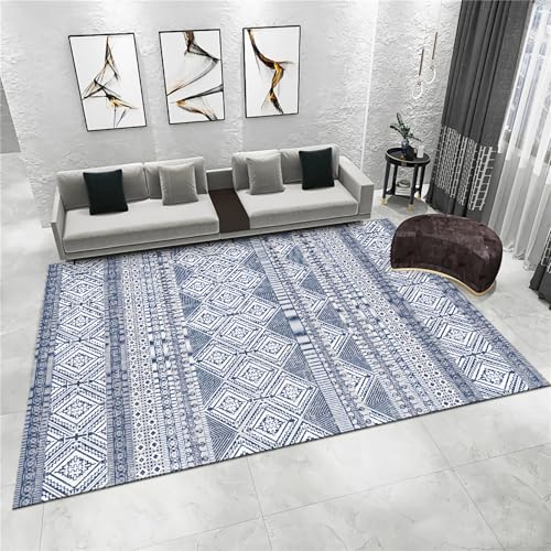 Mädchenzimmer deko Blau Grau Geometrie Design Haltbarer Wohnzimmer Teppich teppiche für die küche 200x350cm von Tzvpsu