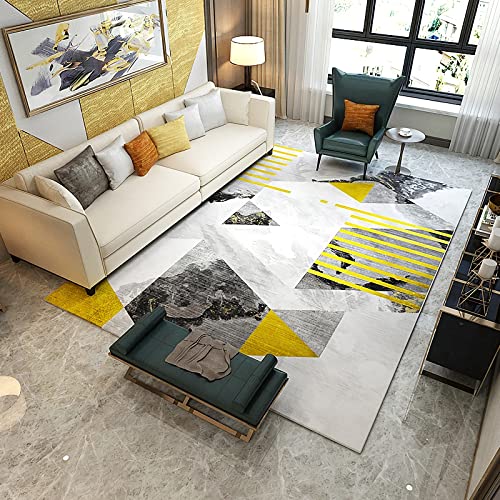 Mädchenzimmer teppiche Gelb Grau Marmortextur Geometrische Streifen Design küChe deko Couch Teppich 120x160cm von Tzvpsu