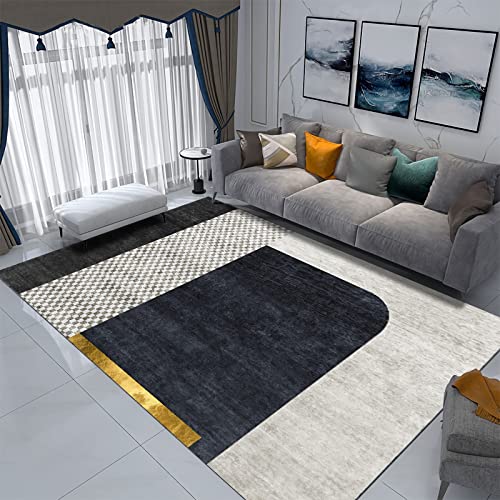 Moderne teppiche Wohnzimmer Modern geometrisch grau beige gelb Balkon Teppich küchenteppich waschbar rutschfest Teppich Wohnzimmer modern 200x300cm von Tzvpsu