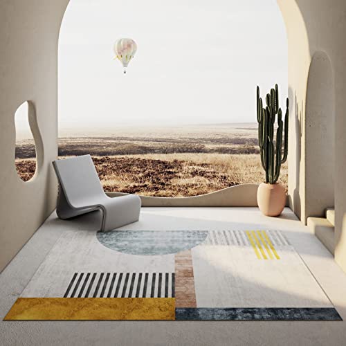 Rutschfester Teppich Gelb blau grau geometrisch Streifen Design Anti rutsch wohnzimmerteppich 160x200cm von Tzvpsu