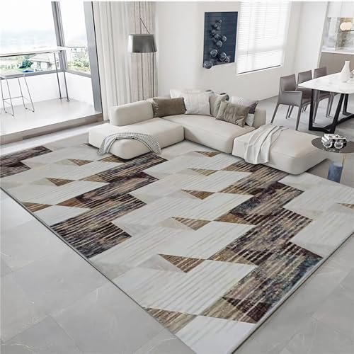 Rutschfester Teppich Grau braun geometrisch Streifen Design Wohnzimmer Anti rutsch wohnzimmerteppich 160x200cm von Tzvpsu