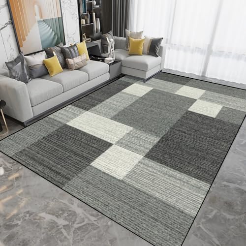 Schalldämmung Teppich Schwarz grau geometrisches Design Balkon fleckfester Teppich küchenteppich deko Schlafzimmer Teenager 120x160cm von Tzvpsu