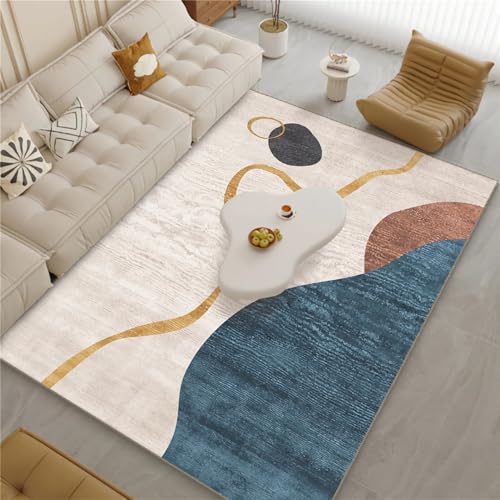 Schlafzimmerteppich Blau gelb minimalistisches geometrisches Design modern weich Teppich Teppich mädchen jugendzimmer Teppich waschbar 200x350cm Schlafzimmerteppich Blau gelb minimalistisches geometrisches Design modern weich Teppich Teppich mädchen jugendzimmer Teppich waschbar 200x350cm von Tzvpsu