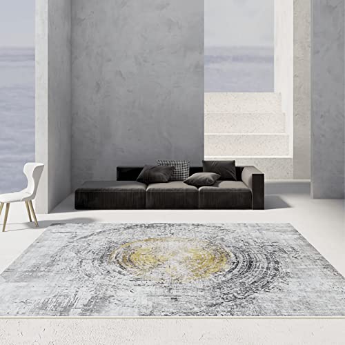 Schlafzimmerteppich Grau gelb abstrakte Graffiti geometrische runde Muster Teppich mädchen jugendzimmer waschbar 200x350cm Schlafzimmerteppich Grau gelb abstrakte Graffiti geometrische runde Muster Teppich mädchen jugendzimmer waschbar 200x350cm von Tzvpsu