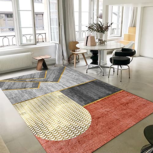 Sitzecke Teppich Gelb grau Geometrisches Design Waschbarer Verblassungsresistent Kinder Spiele mädchen 180x250cm von Tzvpsu