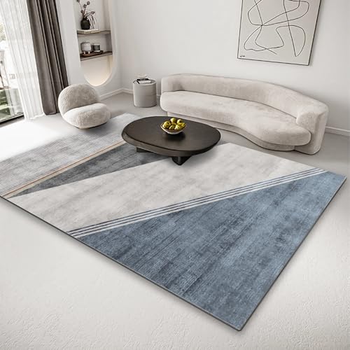 Sitzecke Wohnzimmer Teppich Blau grau geometrisches Design waschbarer moderner Teppich büroteppich deko Wohnzimmer Vintage 120x160cm von Tzvpsu